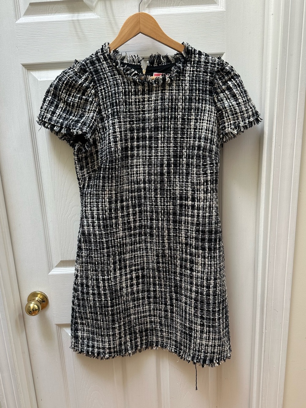 Kate Spade Black & White Tweed Shift Dress short sleeve 8 work - Picture 2 of 8